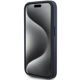 Guess 4G Triangle Metal Logo dėklas, skirtas iPhone 15 Pro - mėlynas