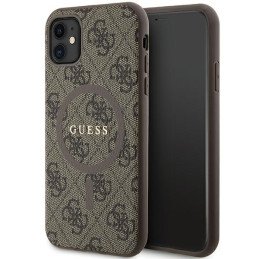 Guess 4G Collection odinis metalinis logotipas MagSafe dėklas, skirtas iPhone 11 / XR - rudas