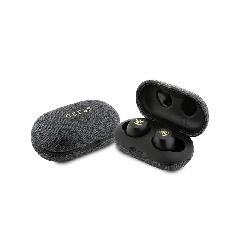 TWS Guess 4G Metalinės Bluetooth ausinės su ENC prijungimo stotele - juodos