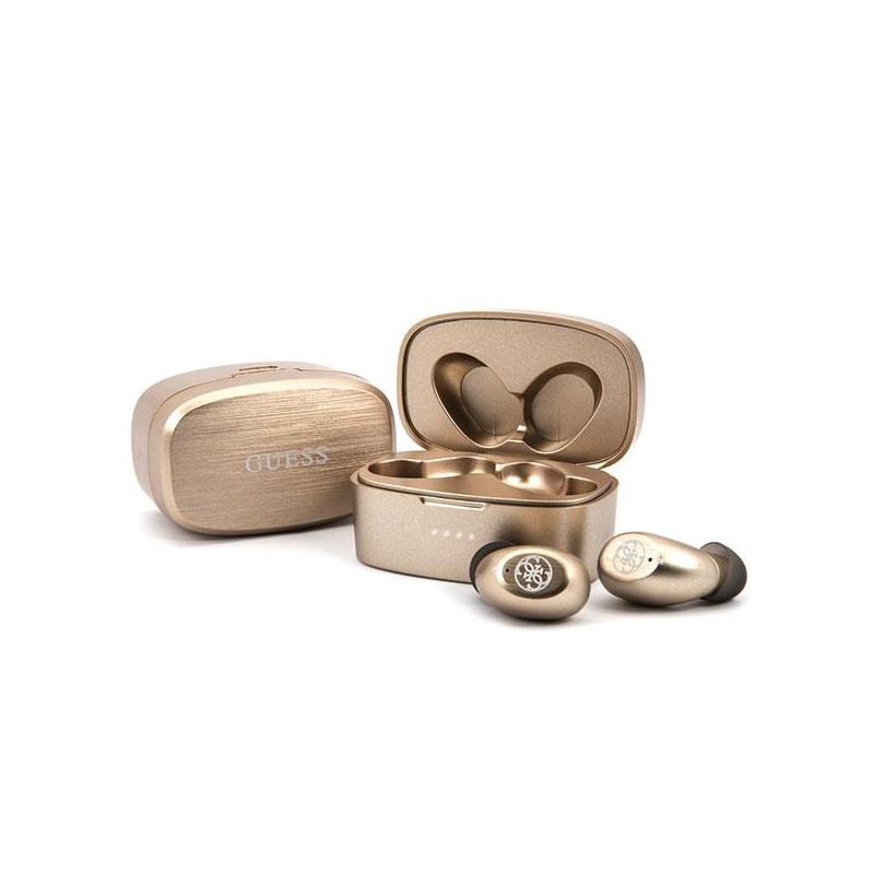 Guess 4G TWS Bluetooth ausinės + dokas - aukso spalvos