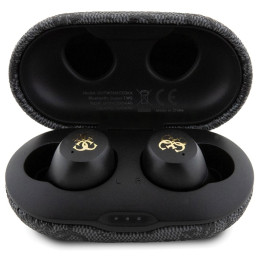 TWS Guess 4G Metalinės Bluetooth ausinės su ENC prijungimo stotele - juodos