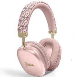 Guess GCube Metallic Script Logo Bluetooth ant ausinės ausinės – rožinės spalvos