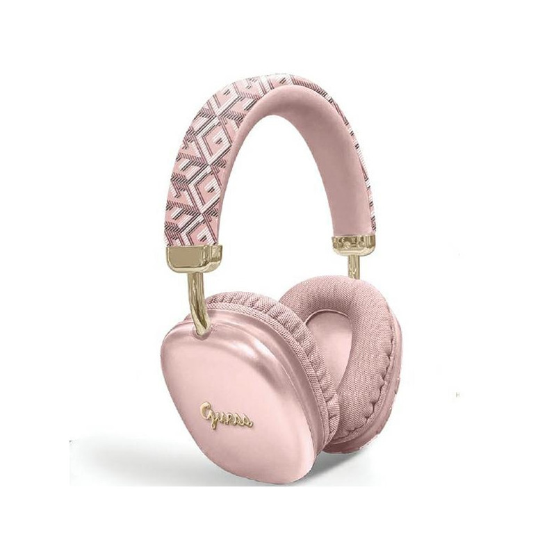 Guess GCube Metallic Script Logo Bluetooth ant ausinės ausinės – rožinės spalvos