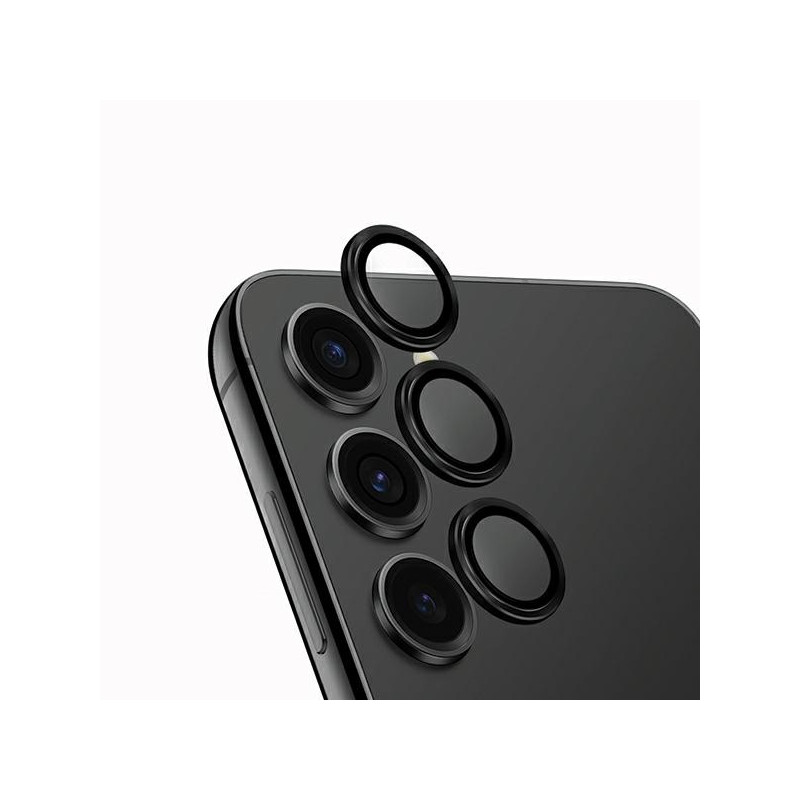 UNIQ Optix aliuminio fotoaparato objektyvo apsauga Samsung Galaxy S24 fotoaparato objektyvui su aplikatoriumi - juoda