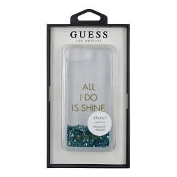 Guess Liquid Glitter Party dėklas, skirtas iPhone 6 / 7 / 8 / SE 2020 / SE 2022 - mėlynas
