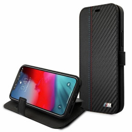 BMW M Collection PU Carbon Stripe dėklas iPhone 12 mini - juodas