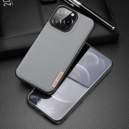 Dux Ducis Fino dėklas, dangtelis, dengtas nailono medžiaga, iPhone 13 Pro, pilka