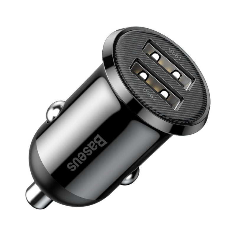 Automobilinis įkroviklis Baseus Grain Pro 2x USB 4.8 A juodas (CCALLP-01)