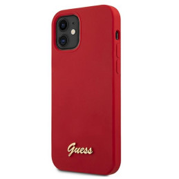Guess Metal Logo Script dėklas iPhone 12 mini - raudonas