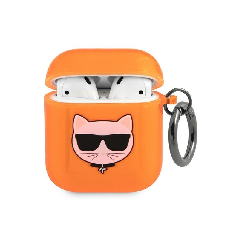 Karl Lagerfeld Choupette dėklas, skirtas AirPods 1/ 2 – oranžinis