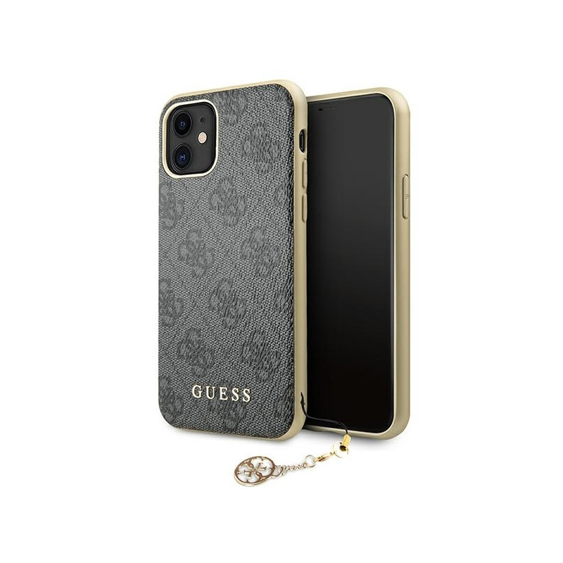 Guess 4G Charms Collection dėklas, skirtas iPhone 11 / Xr - pilkas