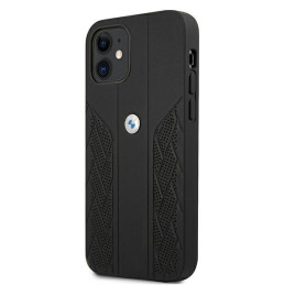 BMW Leather Curve Perforate dėklas iPhone 12 mini - juodas