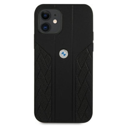 BMW Leather Curve Perforate dėklas iPhone 12 mini - juodas