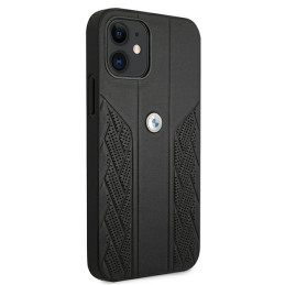 BMW Leather Curve Perforate dėklas iPhone 12 mini - juodas