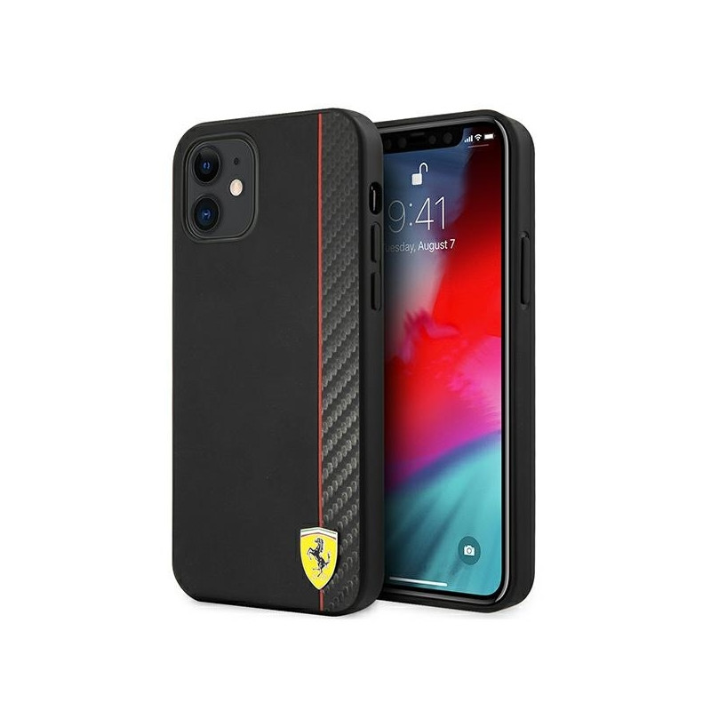 Ferrari On Track Carbon Stripe dėklas iPhone 12 mini - juodas