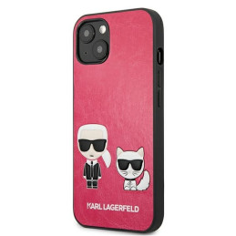 Karl Lagerfeld Ikonik Karl&Choupette dėklas iPhone 13 mini - fuksija