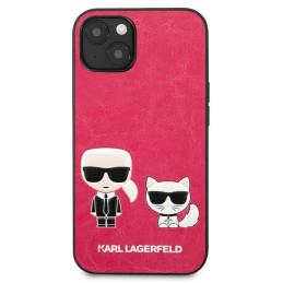 Karl Lagerfeld Ikonik Karl&Choupette dėklas iPhone 13 mini - fuksija