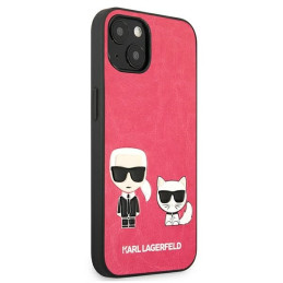 Karl Lagerfeld Ikonik Karl&Choupette dėklas iPhone 13 mini - fuksija