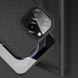 Dux Ducis Fino dėklas, dangtelis padengtas nailono medžiaga, iPhone 13 Pro Max, juodas