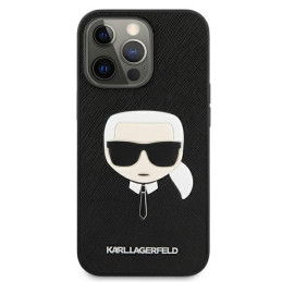 Karl Lagerfeld Saffiano Ikonik Karl& 39 s Head dėklas, skirtas iPhone 13 Pro / iPhone 13 - juodas