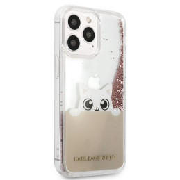 Karl Lagerfeld Liquid Glitter Peek-A-Boo dėklas, skirtas iPhone 13 Pro Max - rožinis