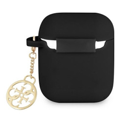 Guess Silicone Charm 4G Collection dėklas, skirtas AirPods 1/ 2 - juodas