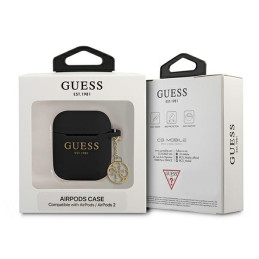 Guess Silicone Charm 4G Collection dėklas, skirtas AirPods 1/ 2 - juodas