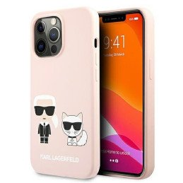 Karl Lagerfeld Silicone Ikonik Karl&Choupette MagSafe dėklas iPhone 13 Pro Max - šviesiai rožinis