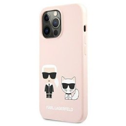 Karl Lagerfeld Silicone Ikonik Karl&Choupette MagSafe dėklas iPhone 13 Pro Max - šviesiai rožinis