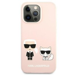 Karl Lagerfeld Silicone Ikonik Karl&Choupette MagSafe dėklas iPhone 13 Pro Max - šviesiai rožinis