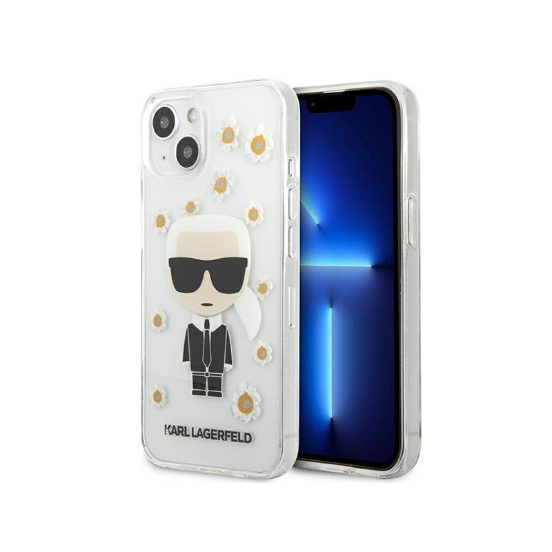 Karl Lagerfeld Flower Ikonik Karl dėklas iPhone 13 mini - skaidrus