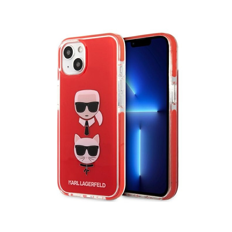 Karl Lagerfeld Karl&Choupette Head dėklas iPhone 13 mini - raudonas