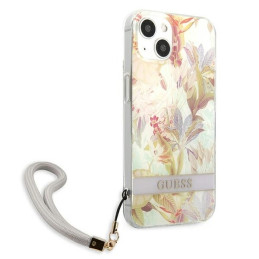 Guess Flower Strap dėklas iPhone 13 mini - violetinis