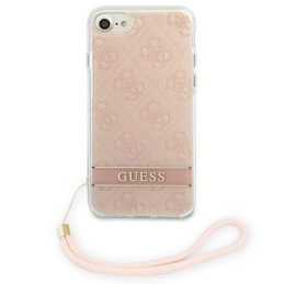Guess 4G Print Strap dėklas, skirtas iPhone SE 2022 / SE 2020 / 7 / 8 - rožinė