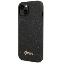 Guess Glitter Script dėklas iPhone 14 Plus - juodas