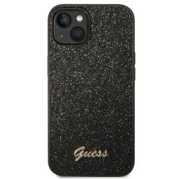 Guess Glitter Script dėklas iPhone 14 Plus - juodas