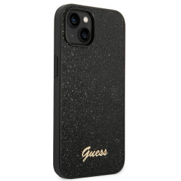 Guess Glitter Script dėklas iPhone 14 Plus - juodas