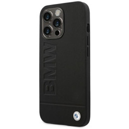BMW Leather Stamp dėklas iPhone 14 Pro - juodas