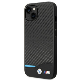 BMW Leather Carbon dėklas iPhone 14 Plus - juodas