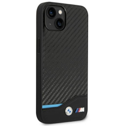 BMW Leather Carbon dėklas iPhone 14 Plus - juodas