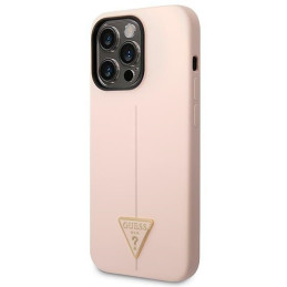 Guess Silicone Triangle dėklas iPhone 14 Pro - rožinis