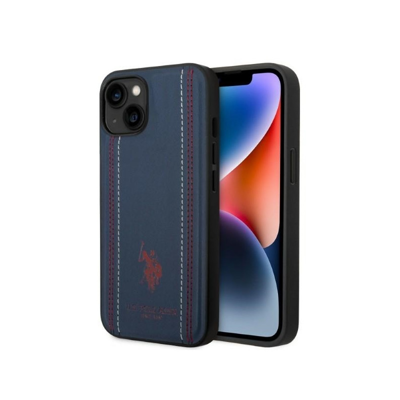 JAV Polo Assn byla Leather Stitch iPhone 14 - tamsiai mėlyna
