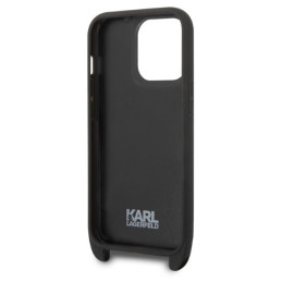 Karl Lagerfeld Monogram Plaque Logo Strap dėklas iPhone 14 Pro - juodas