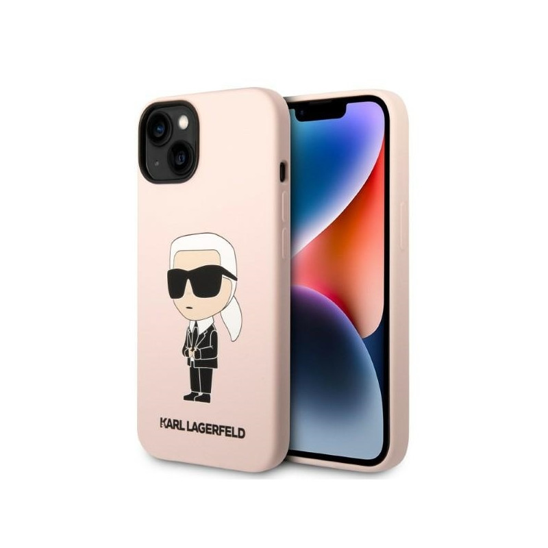 Karl Lagerfeld Silicone Ikonik MagSafe dėklas iPhone 14 - rožinis