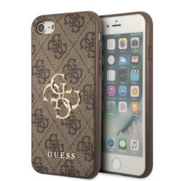 Guess 4G didelis metalinis logotipo dėklas, skirtas iPhone 7 / 8 / SE 2020 / SE 2022 – ruda