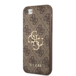 Guess 4G didelis metalinis logotipo dėklas, skirtas iPhone 7 / 8 / SE 2020 / SE 2022 – ruda