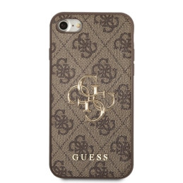 Guess 4G didelis metalinis logotipo dėklas, skirtas iPhone 7 / 8 / SE 2020 / SE 2022 – ruda