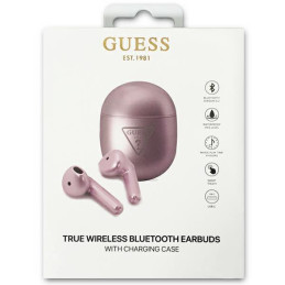 Guess Bluetooth ausinės GUTWST82TRU TWS + prijungimo stotelė violetinė/ violetinė trikampio logotipas