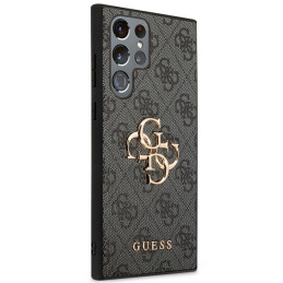 Guess 4G Big Metal Logo dėklas, skirtas Samsung Galaxy S23 Ultra - pilkas