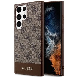 Guess 4G Stripe Collection dėklas, skirtas Samsung Galaxy S23 Ultra - rudas